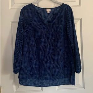 Blue/black Merona long-sleeved V-neck shirt